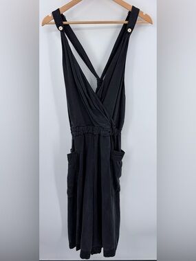 Anthropologie Elevenses sable wide leg cropped jumpsuit black women’s 6